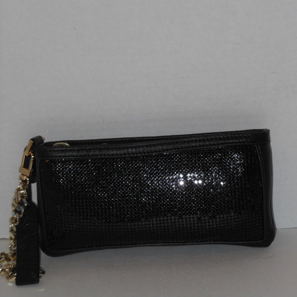 VIA SPIGA BLACK GENUINE LEATHER WRISTLET CLUTCH WALLET